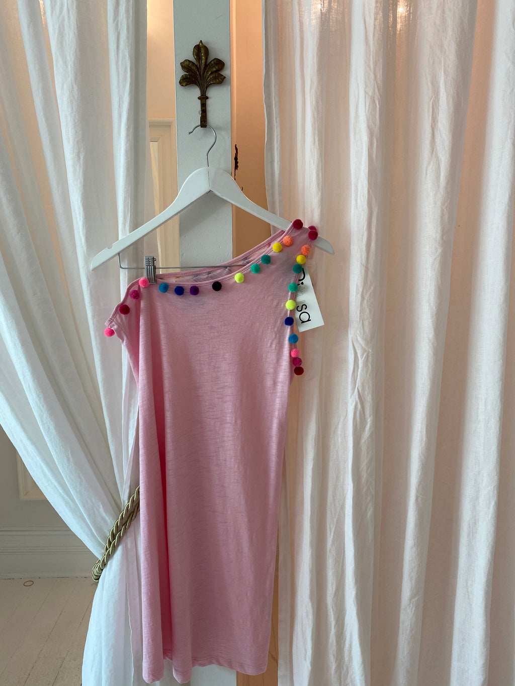 Pom pom one shoulder dress