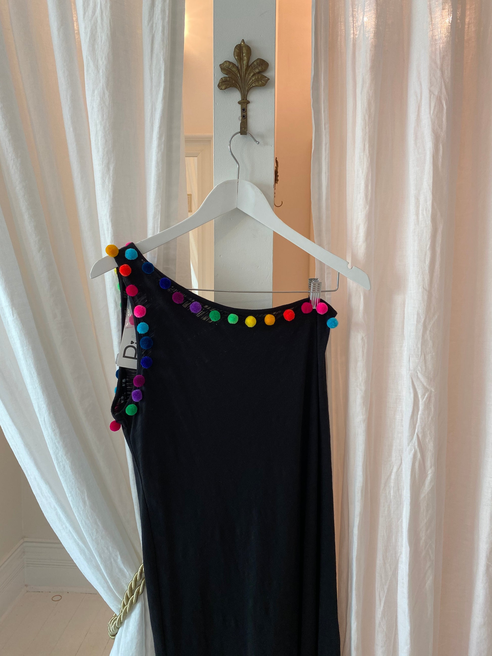 Pom pom one shoulder dress