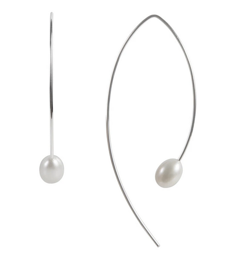 Pearl Curve Earrings/ Silver