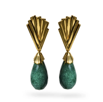 Whitney Earrings | Large Emerald Quartz Drops