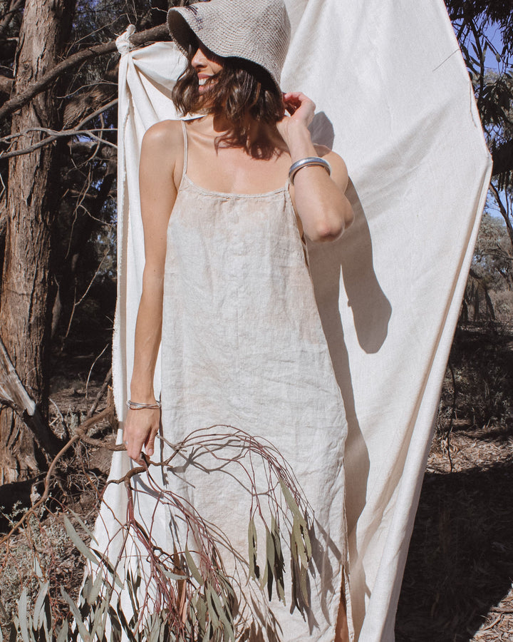 Linen Long Line Slip Dress