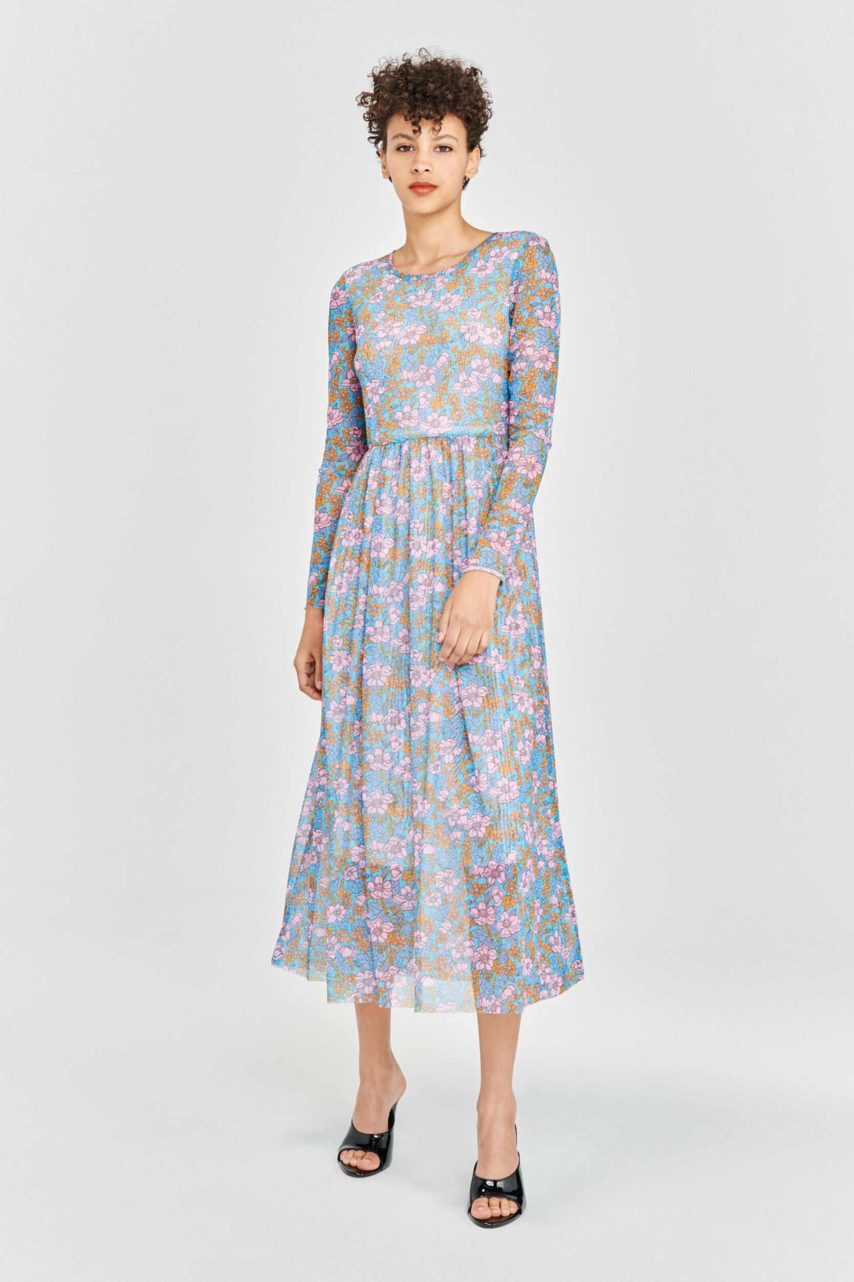 Junia Dress - Blue Flowerscape