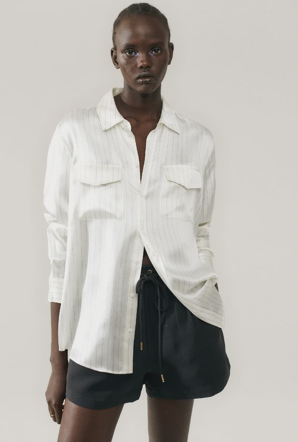 Boyfriend Shirt - White Pinstripe